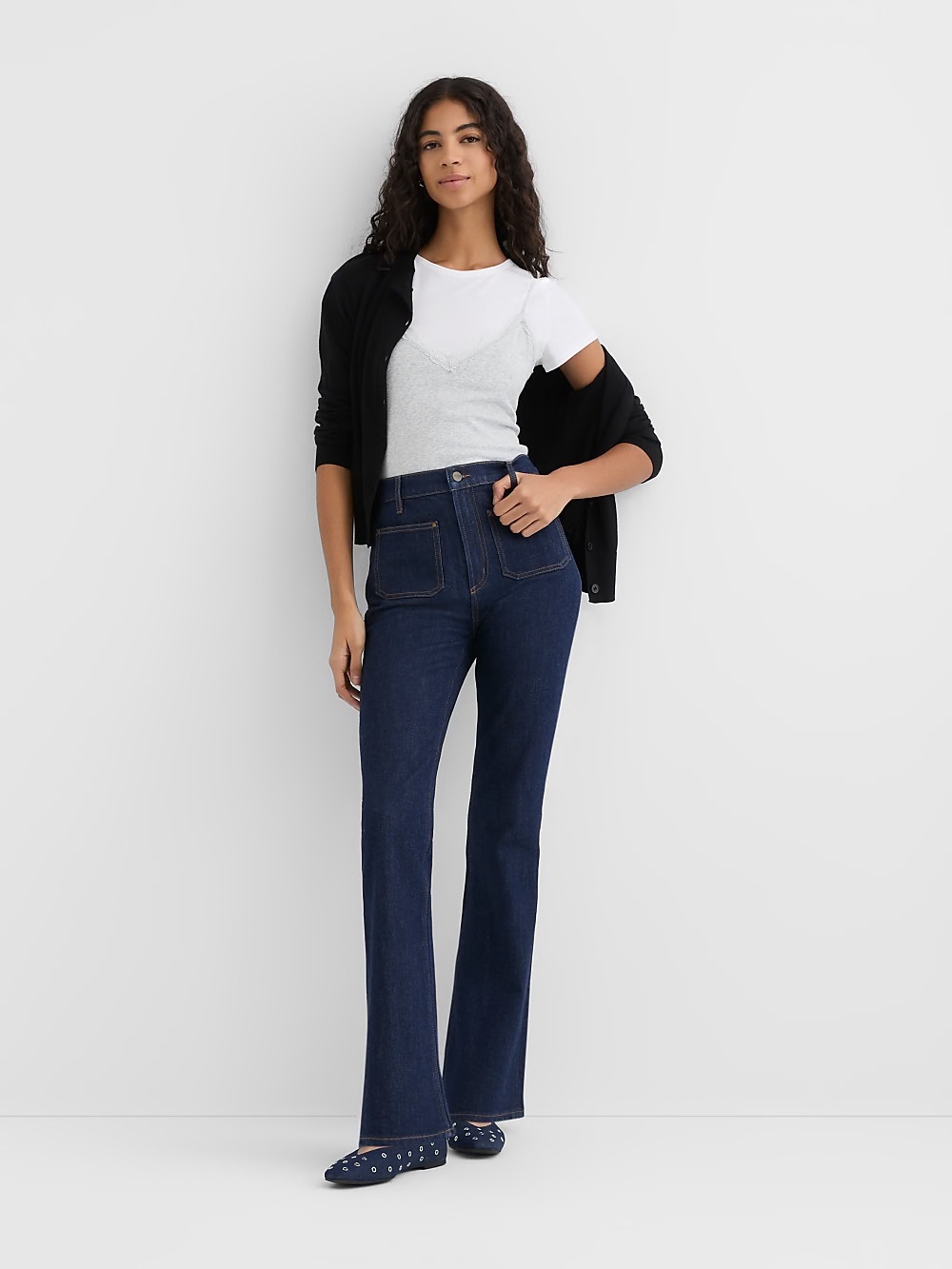 Rivete by LOFT Dark Indigo High-Rise Flare Jeans Sz 27